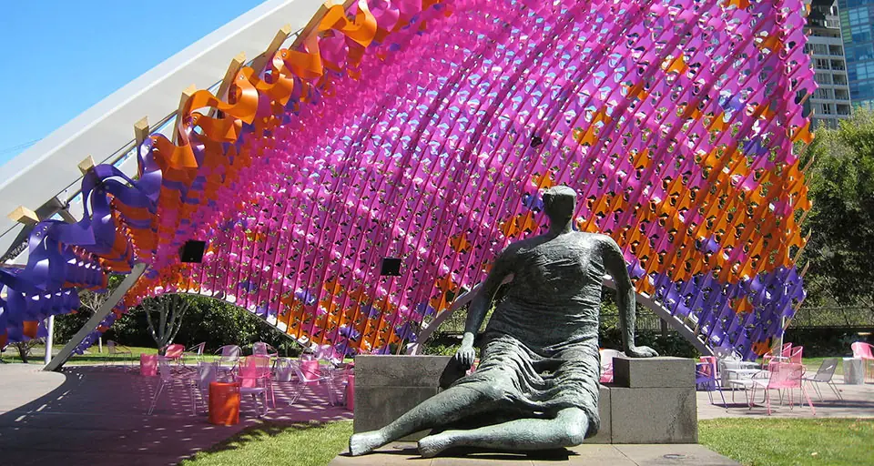 Colourful polypropylene sculpture from a Megara packaging project