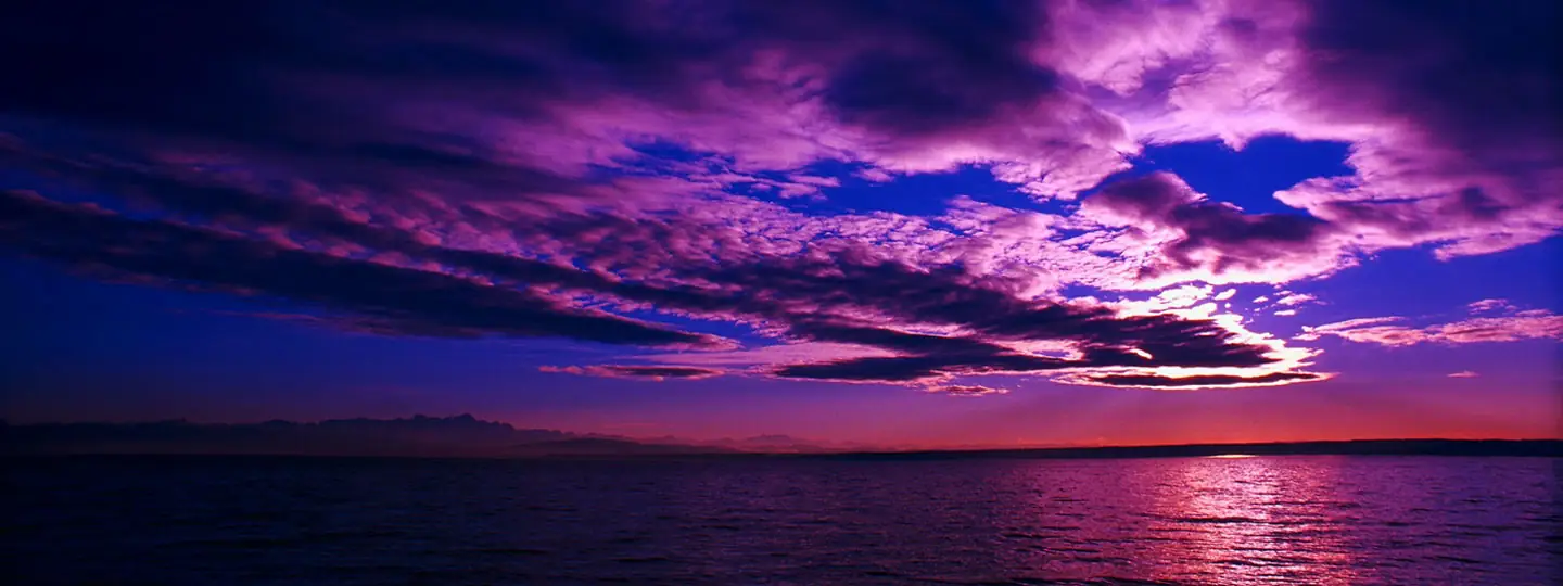 Purple sunset over the ocean, the Salt Ash Fitness hero image
