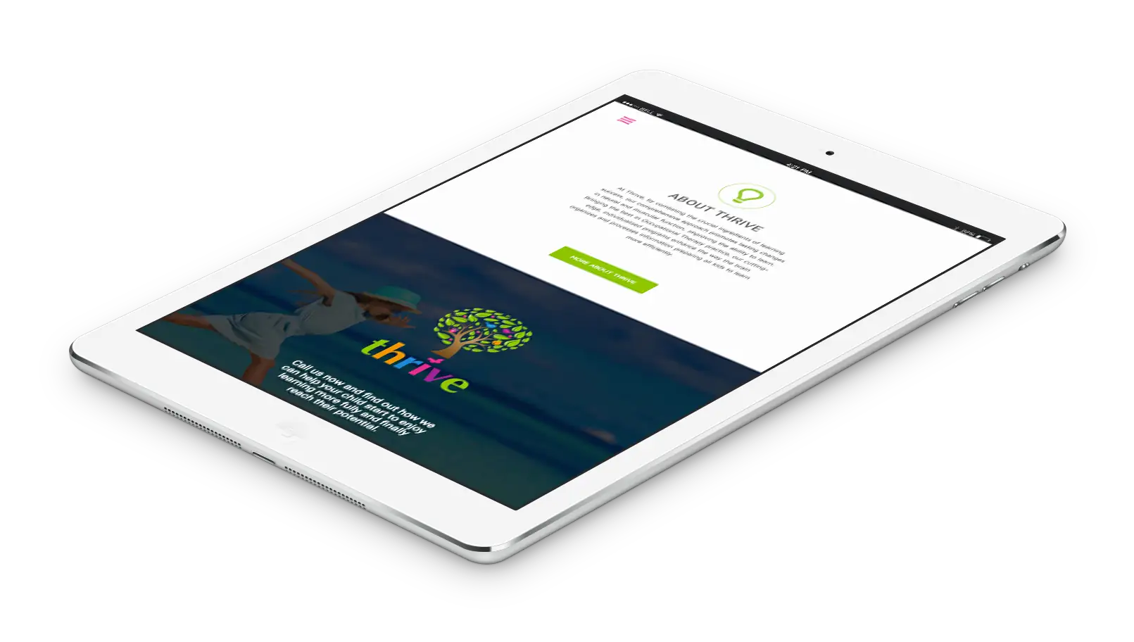 The Thrive website on a tablet